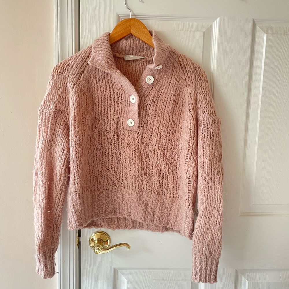 Everlane Pink Cowl Neck Sweater